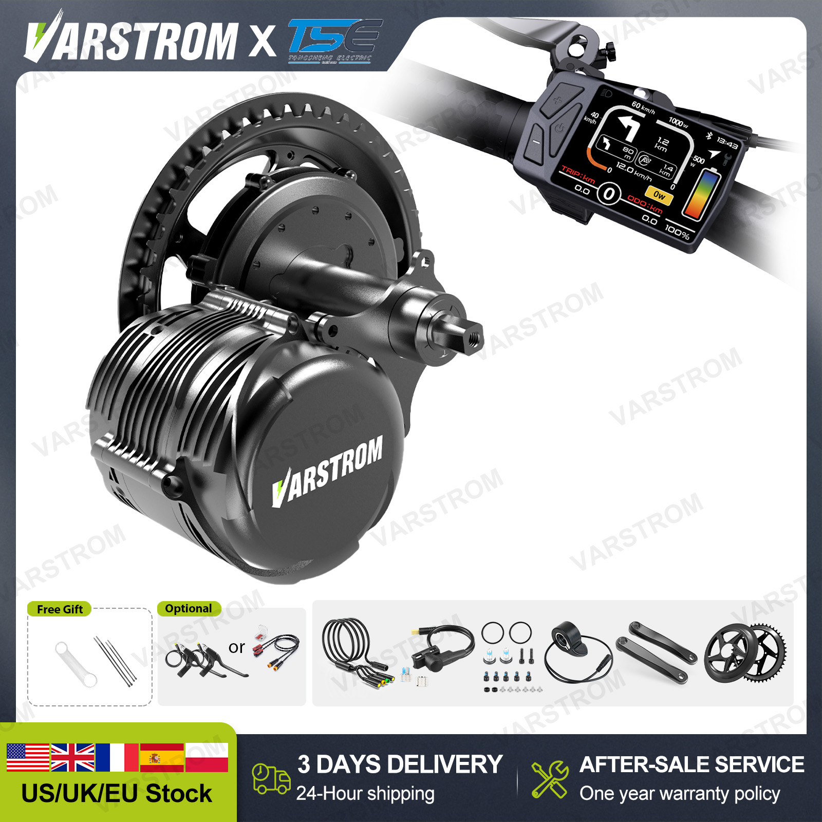 Torque Sensor Mid Drive Motor Kit - [USA Stock ] Tongsheng 750W TSDZ8
