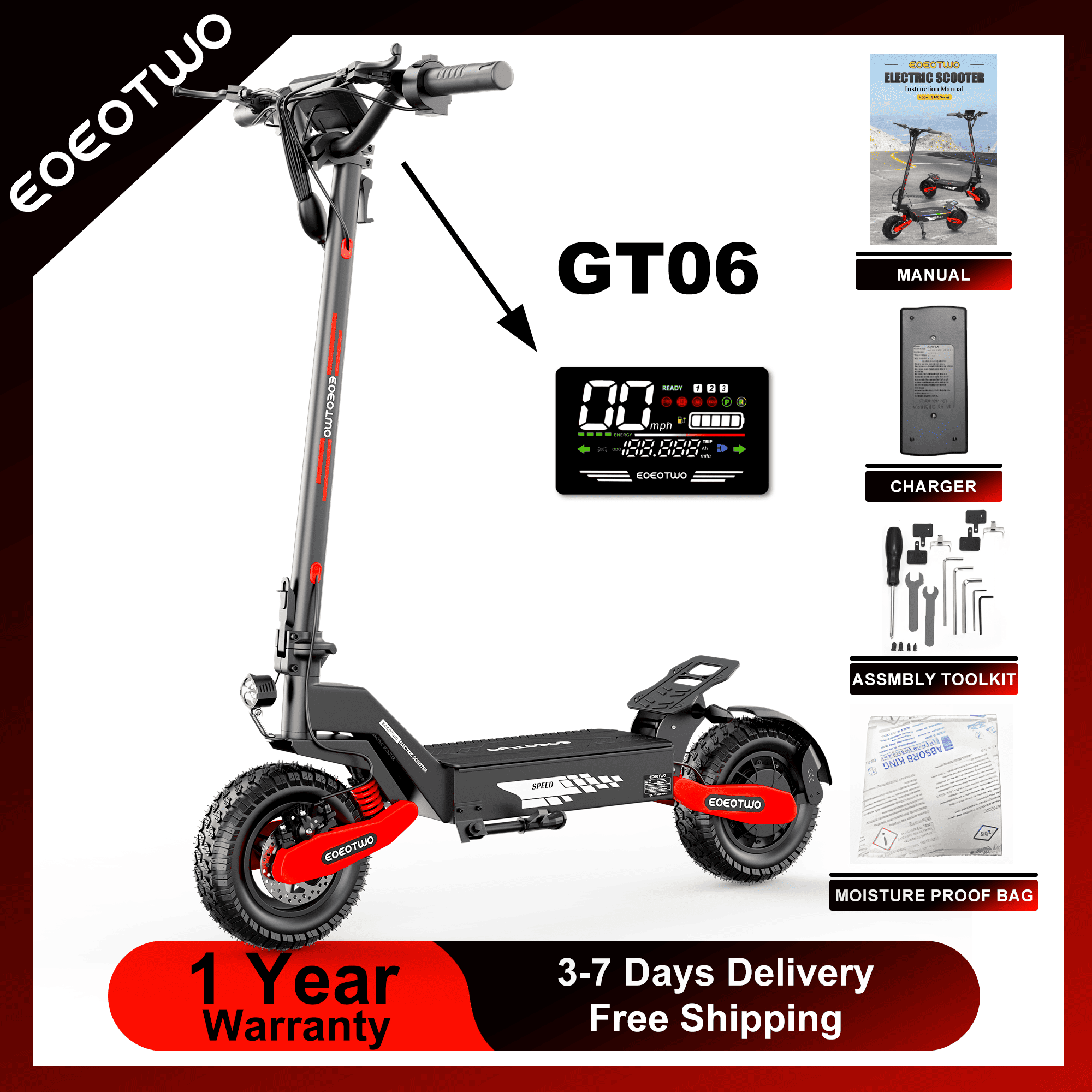 Dual Motor Ebike Kit 2000W - EOEOTWO GT06 Electric Scooter for Adults,
