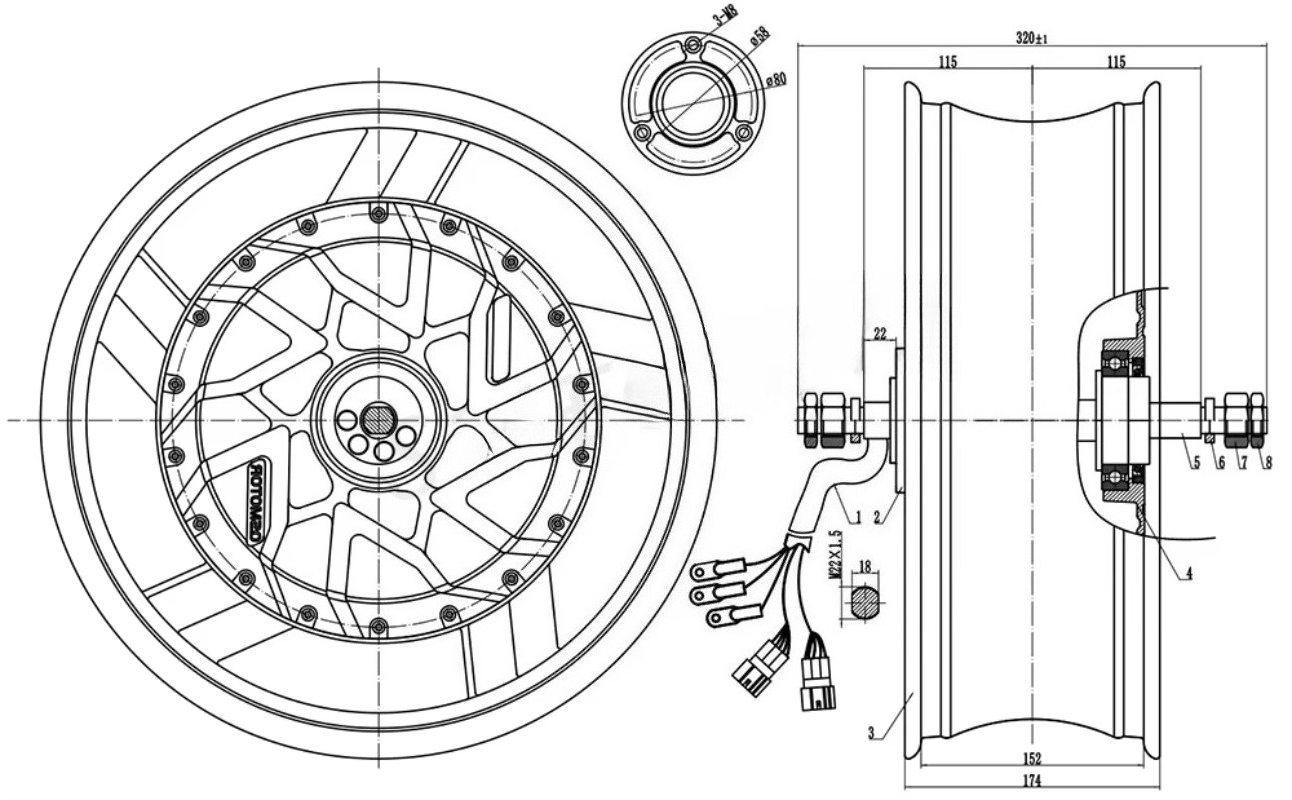 QSMOTOR 17X6.0 Inch 273 12000W - 12000W Electric Motorcycle Hub Motor ulasan dan harga