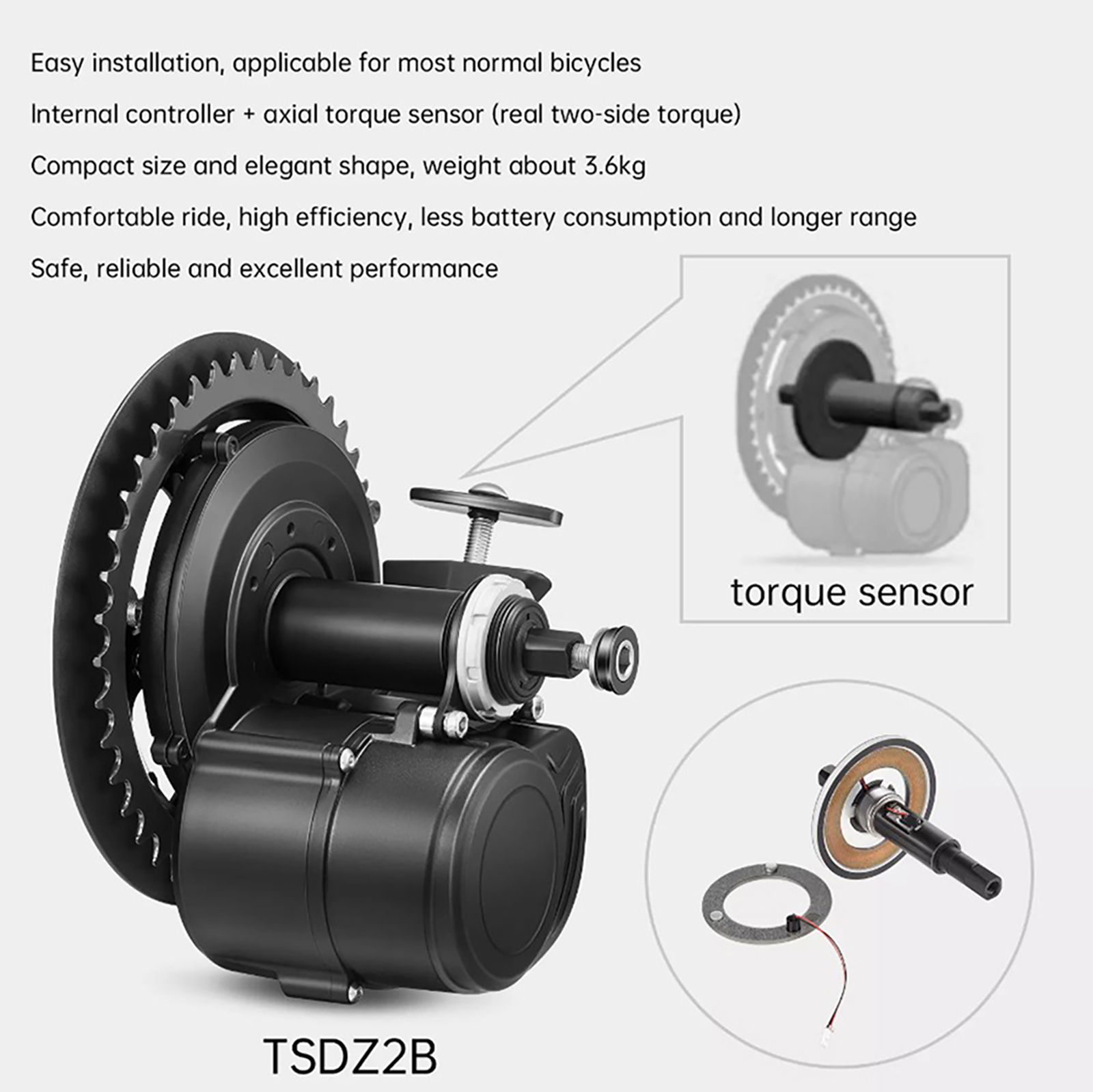 Tongsheng TSDZ2B BB 120mm 100m - High Torque Brushless Mid Motor Kit ulasan dan harga