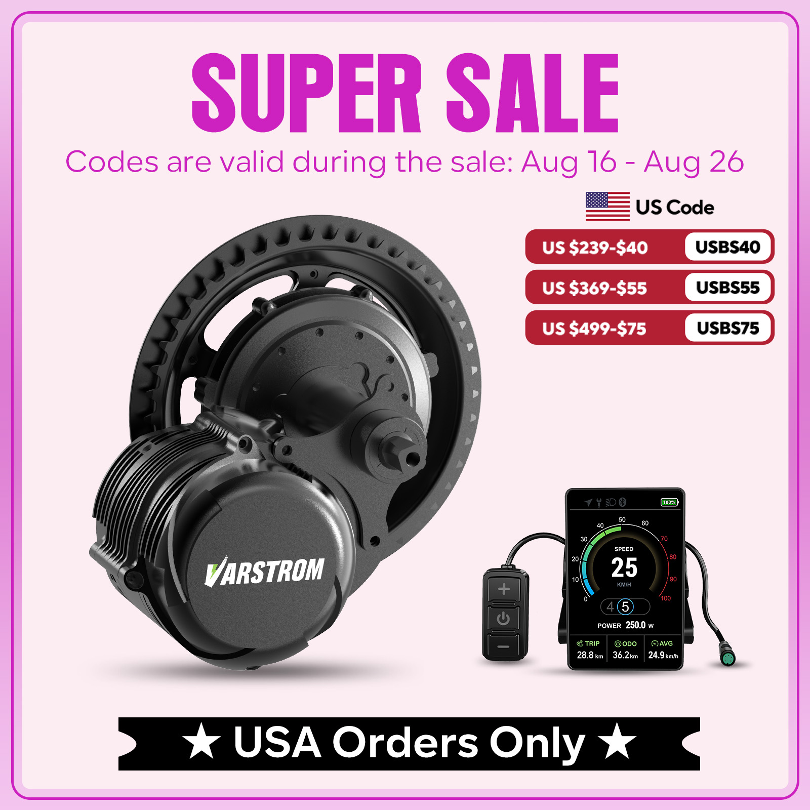 [US STOCK] Varstrom & Tongshen - Torque Sensor Mid Drive Motor Kit ulasan dan harga